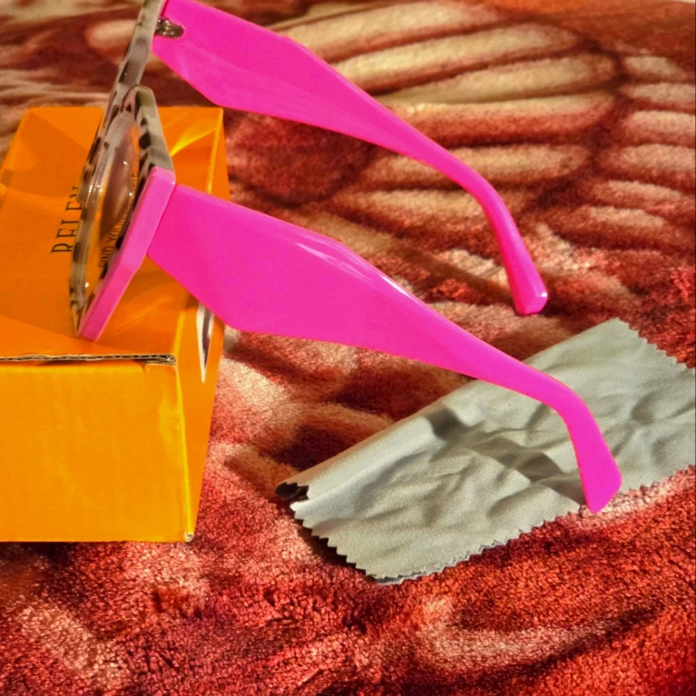 Pink Arms & Black Zebra on Frame W/Pink Outer Frame Accent - Geometric Glasses - Picture 5 of 7